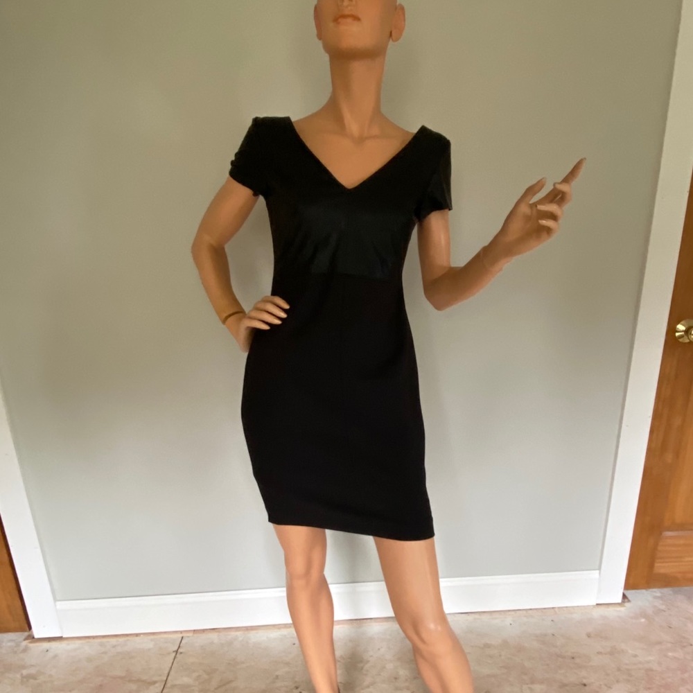 Zara Collection Dress with V-cut Leather look top